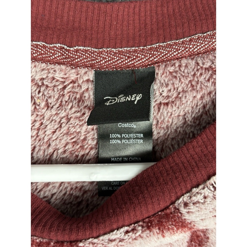 Disney Mickey Mouse Womens Small 2 Piece Fleece Pajama Lounge Set Burgundy - Picture 3 of 11